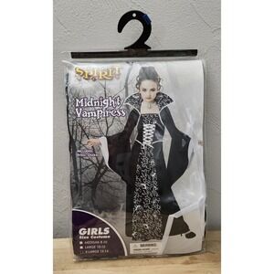 Spirit Halloween Girls Black White Midnight Vampiress Dress Choker Size XL 12-14